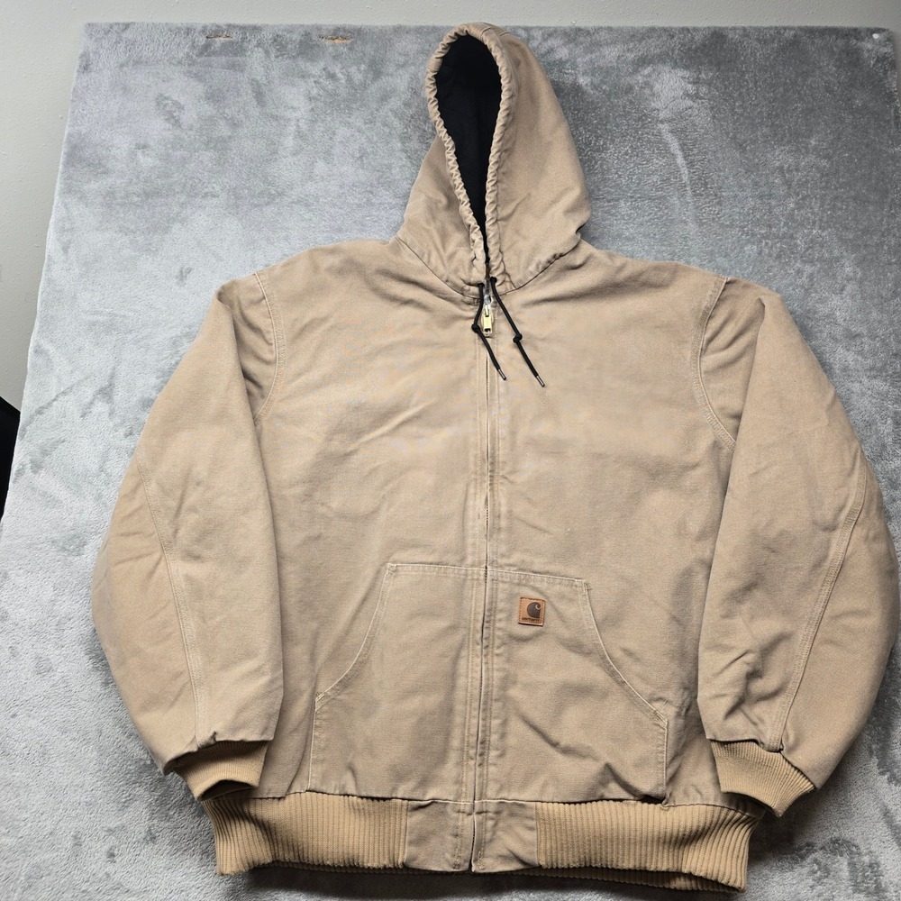 Carhartt J130 Sandstone Duck‎ Active Jacket Mens 3XL Tan Quilted Flannel Lined